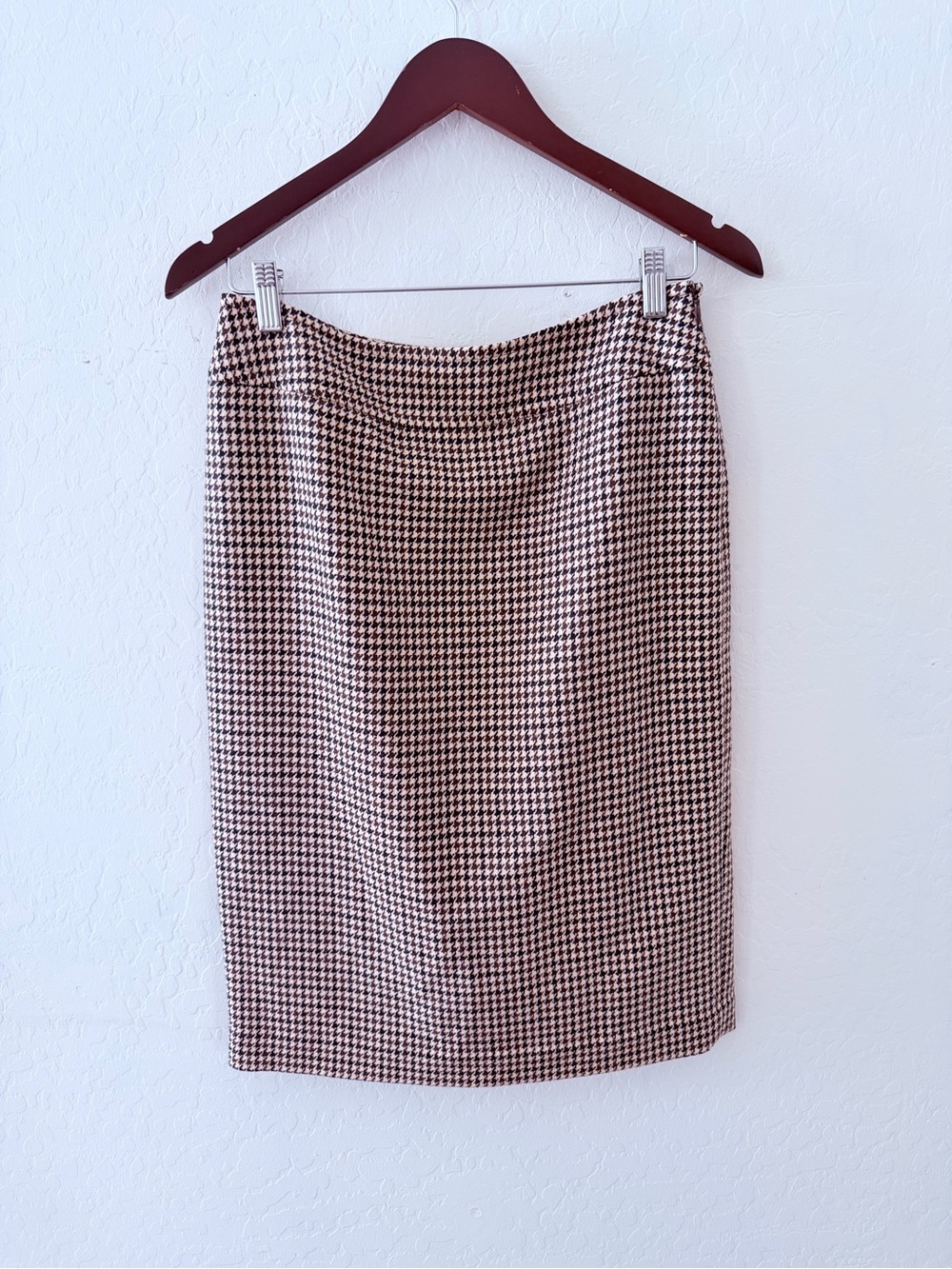 Brooks Brothers Brown & Black Houndstooth Pencil Skirt